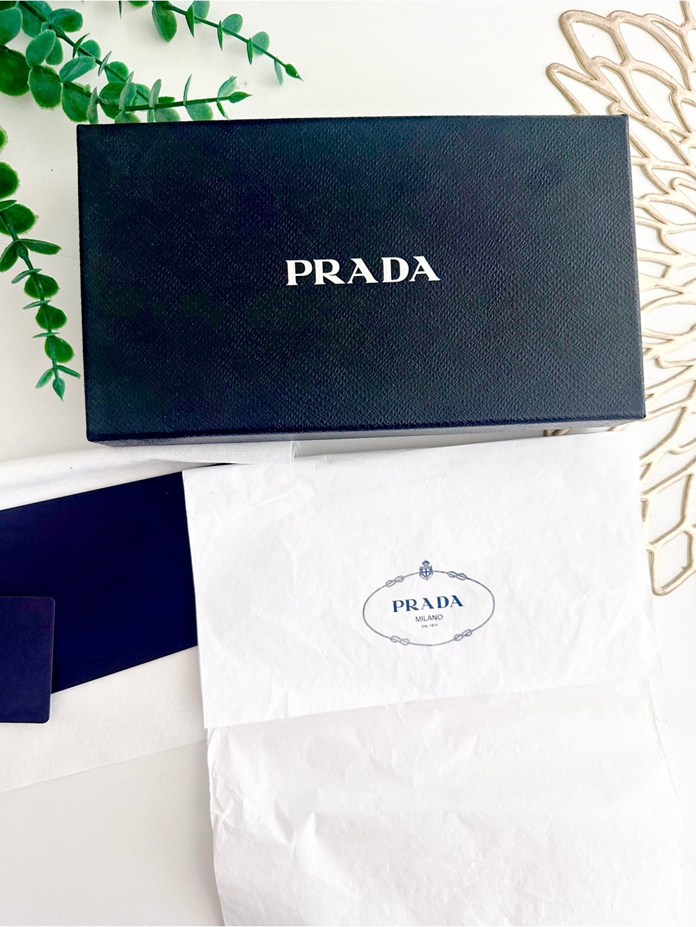 Prada Black Logo Box with White Tissue